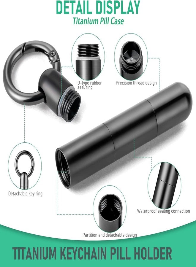 TISUR Keychain Pill Holder, Titanium Small Pill Case Pill Organizer Waterproof Pill Box, EDC Portable Pill Container for Travel Purse Outdoor - Image 4